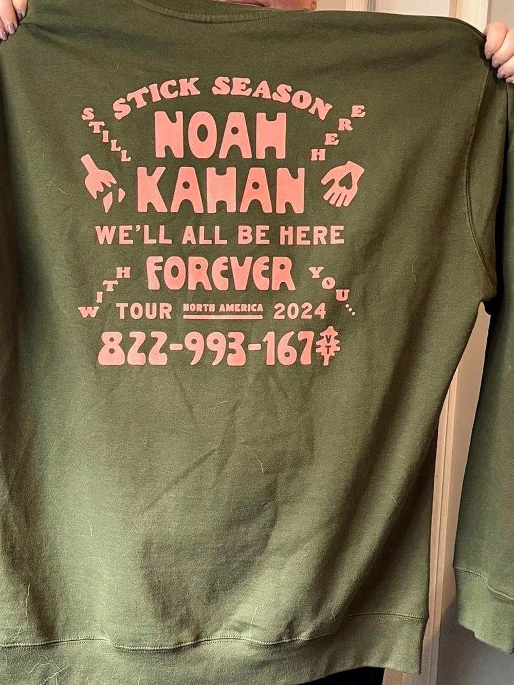 Noah Kahan We'll All Be Here Forever Tour Stick Season Hoodie Green